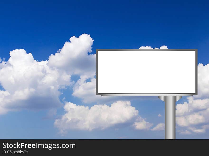 Billbroad with empty screen against blue sky background. Billbroad with empty screen against blue sky background