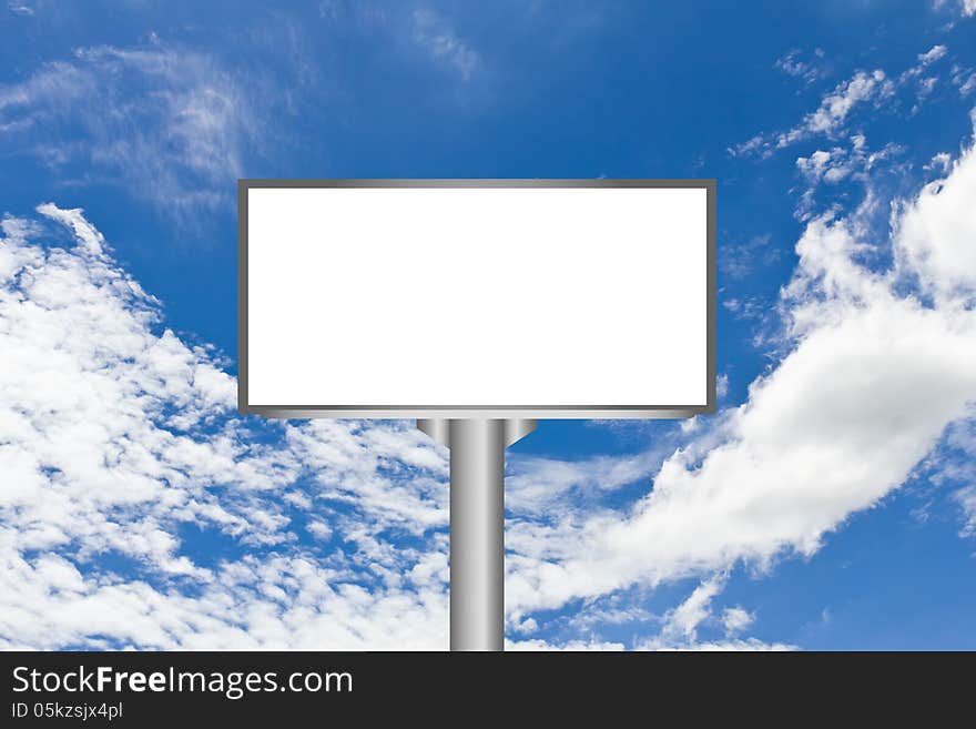 Billbroad with empty screen against blue sky background. Billbroad with empty screen against blue sky background