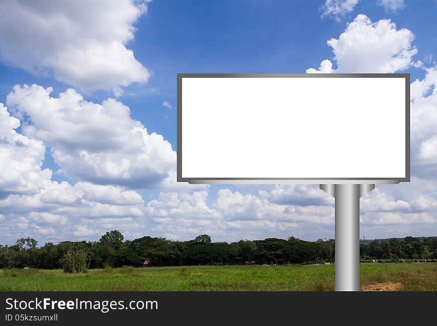 Billbroad with empty screen against blue sky background. Billbroad with empty screen against blue sky background