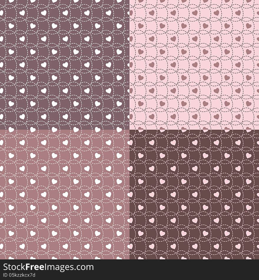 Hearts seamless romantic background in violet and pink colors. Hearts seamless romantic background in violet and pink colors