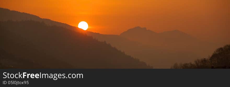 Sunrise over the Rhodope Mountains.