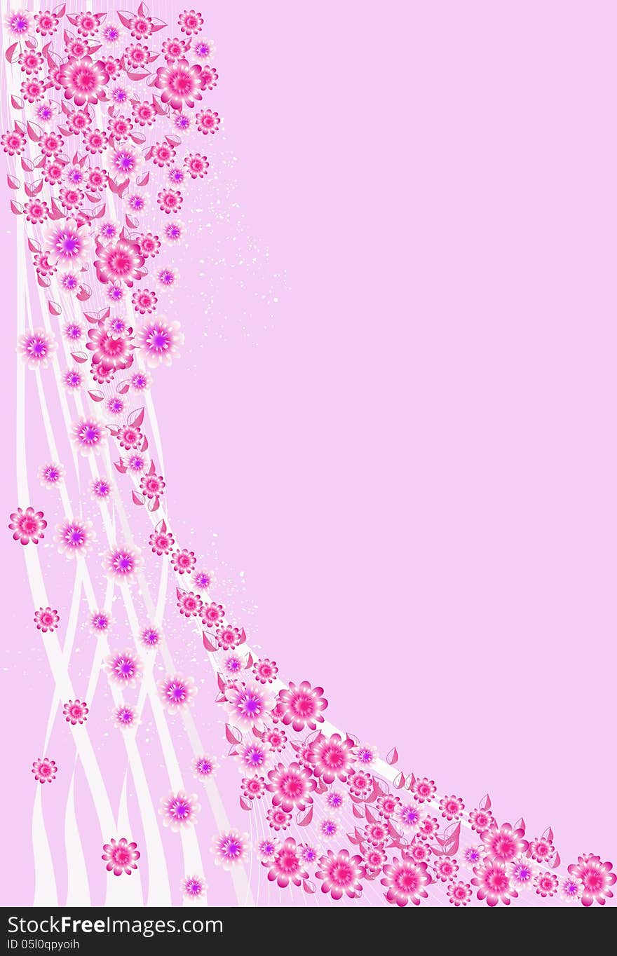 Pink Background With Pink Flowers.