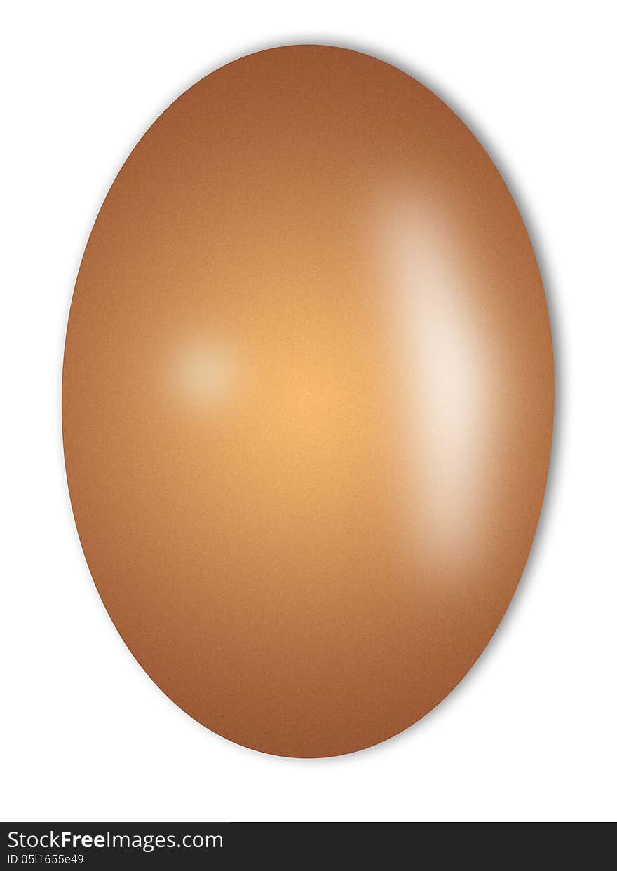 Brown chicken egg with a flare on a white background