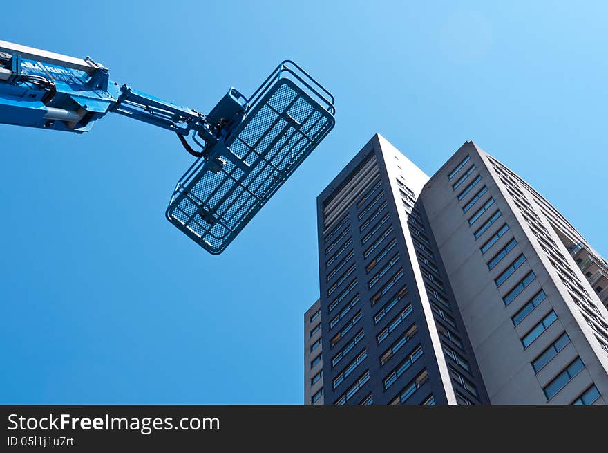 Apartment building with a cabin in the air. Apartment building with a cabin in the air.