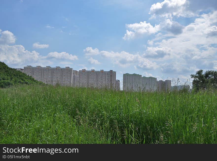 New buildings on the outskirts of Moscow.