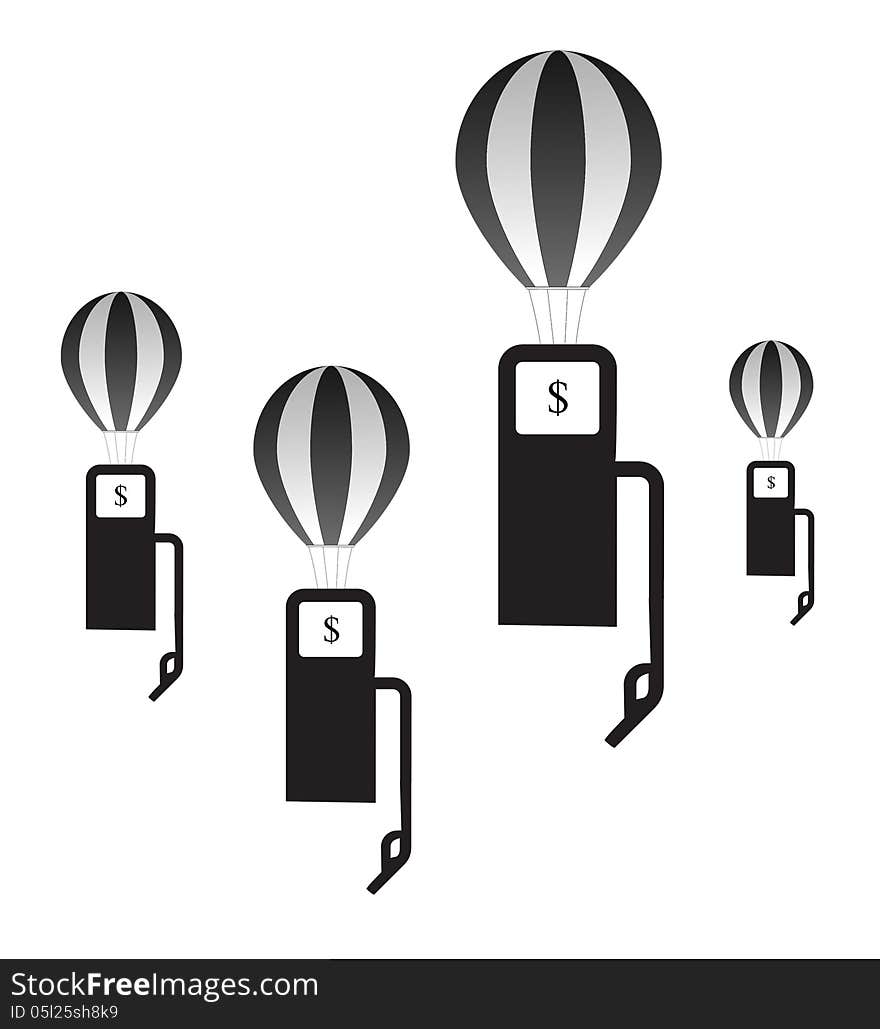 Illustration concept of rising gasoline prices. Illustration concept of rising gasoline prices.