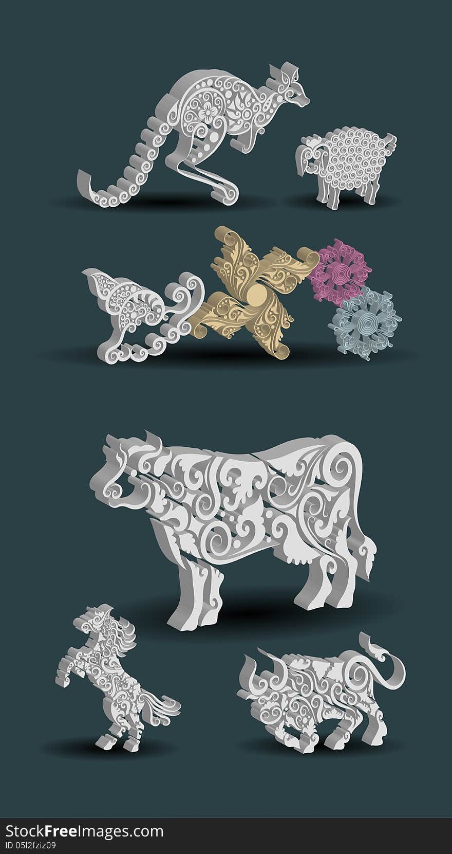 Engraving Animal Ornament Decorations.