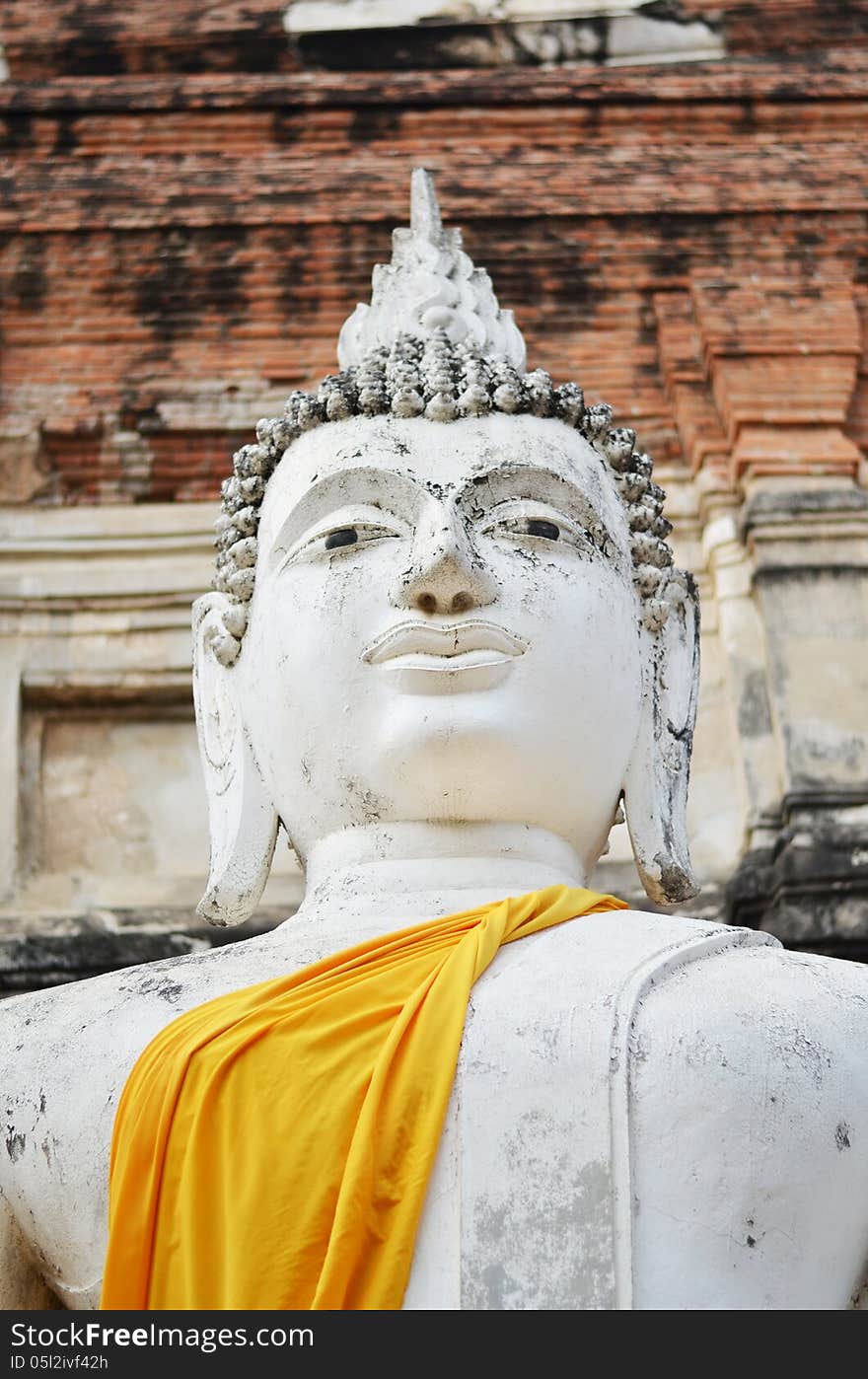 Buddha Statues At Wat Yai Chai Mongkol In Ayutthaya, Thailand