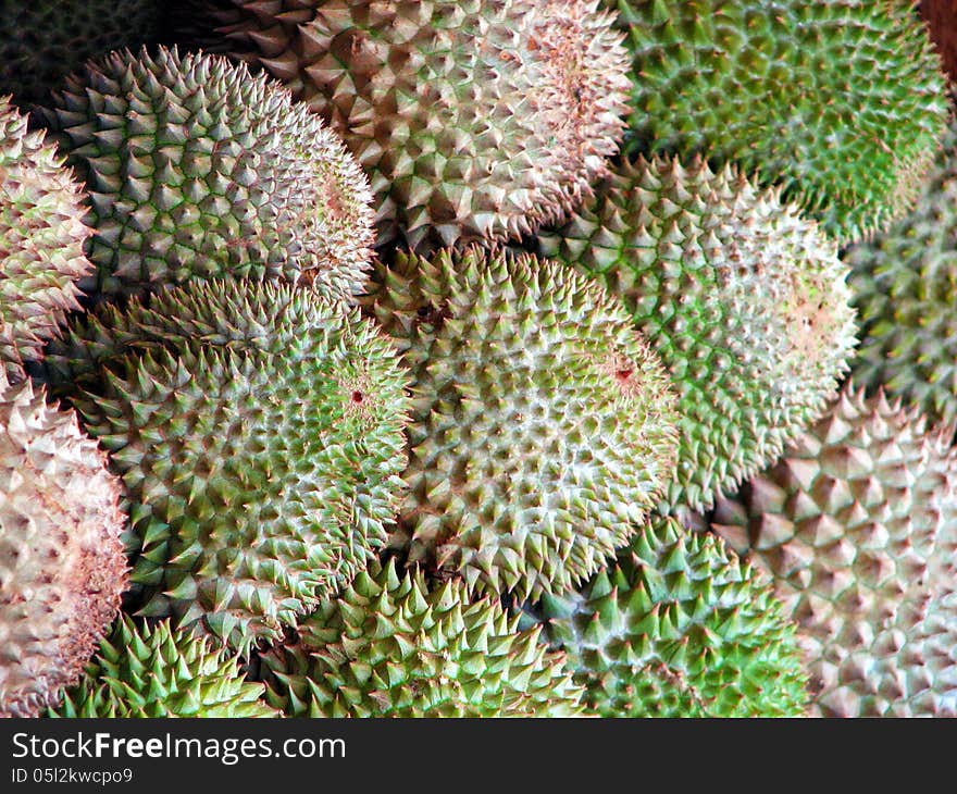 Prickly Asian Fruit On Display In Outside Market. Prickly Asian Fruit On Display In Outside Market