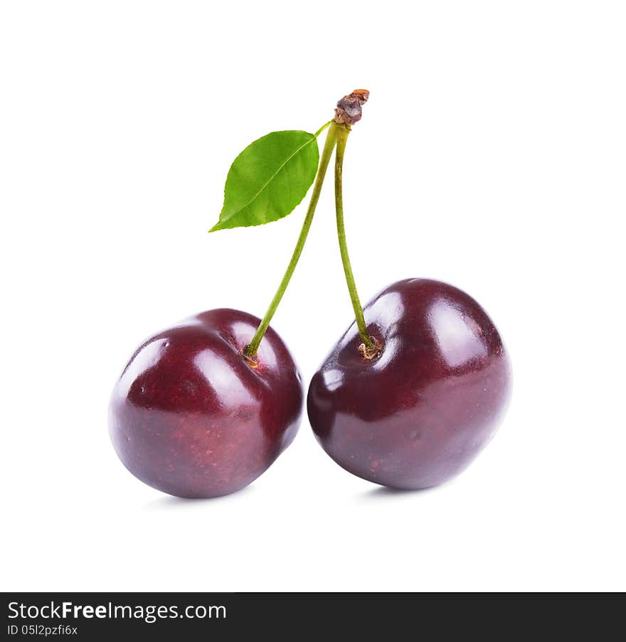 Fresh cherry fruits isolated on white background