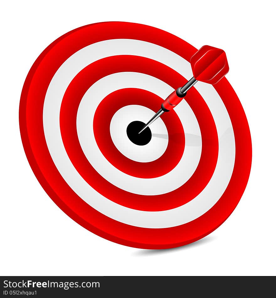 Target of red color and dart on a white background