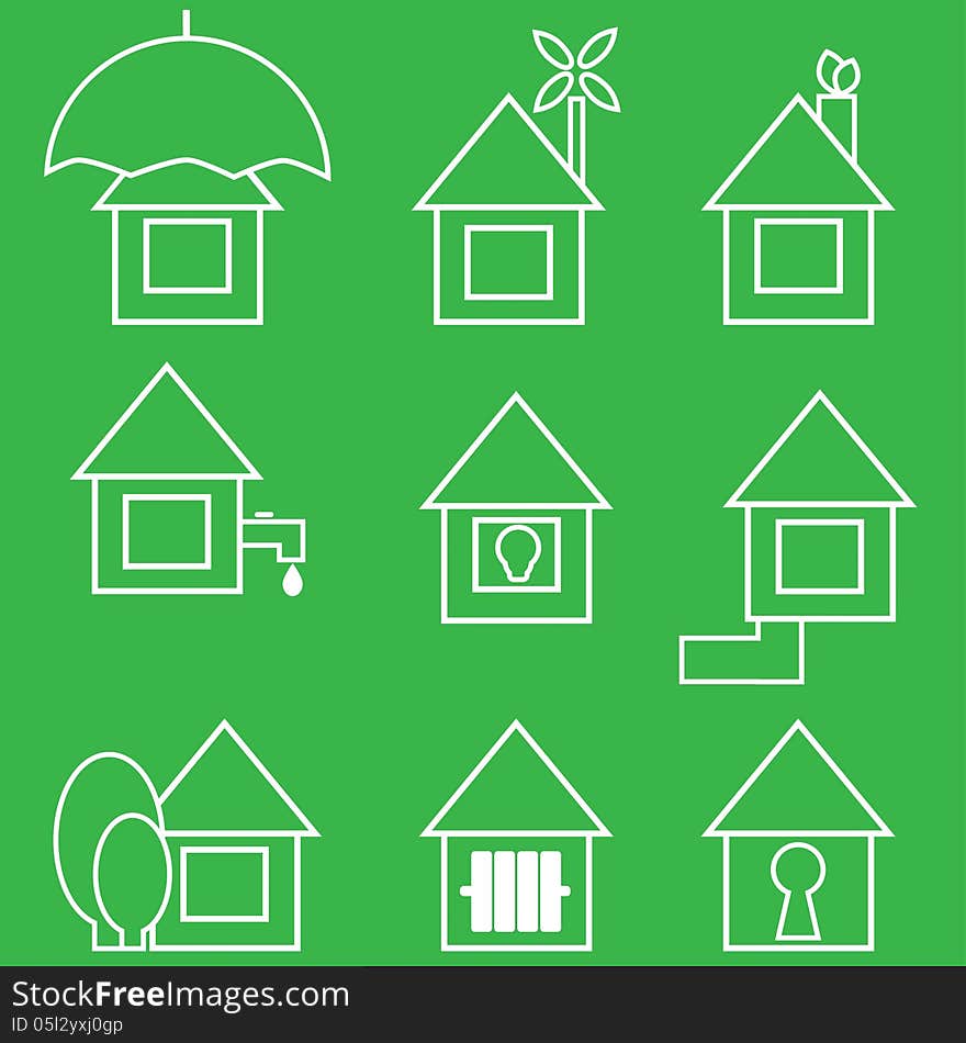 Set of icons of green color