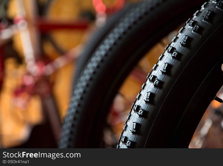 Close up image of Bike tires