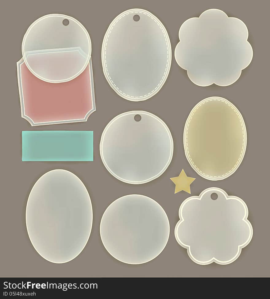 Transparent paper label in various shape , ready for your message - Vector File EPS10