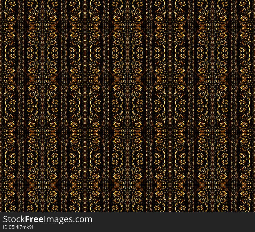 Ornamental Golden Deco Background in yellow and black tones.