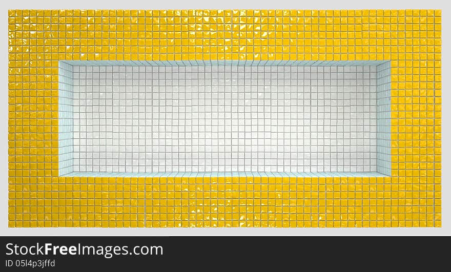 Empty reservoir made of different colors tiles. Empty reservoir made of different colors tiles