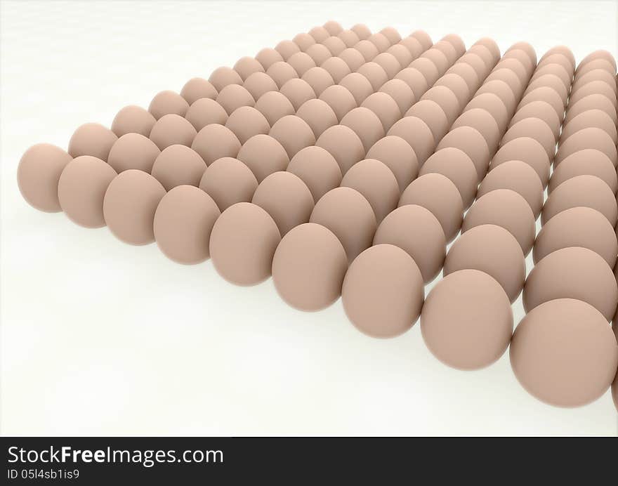 Eggs in rows