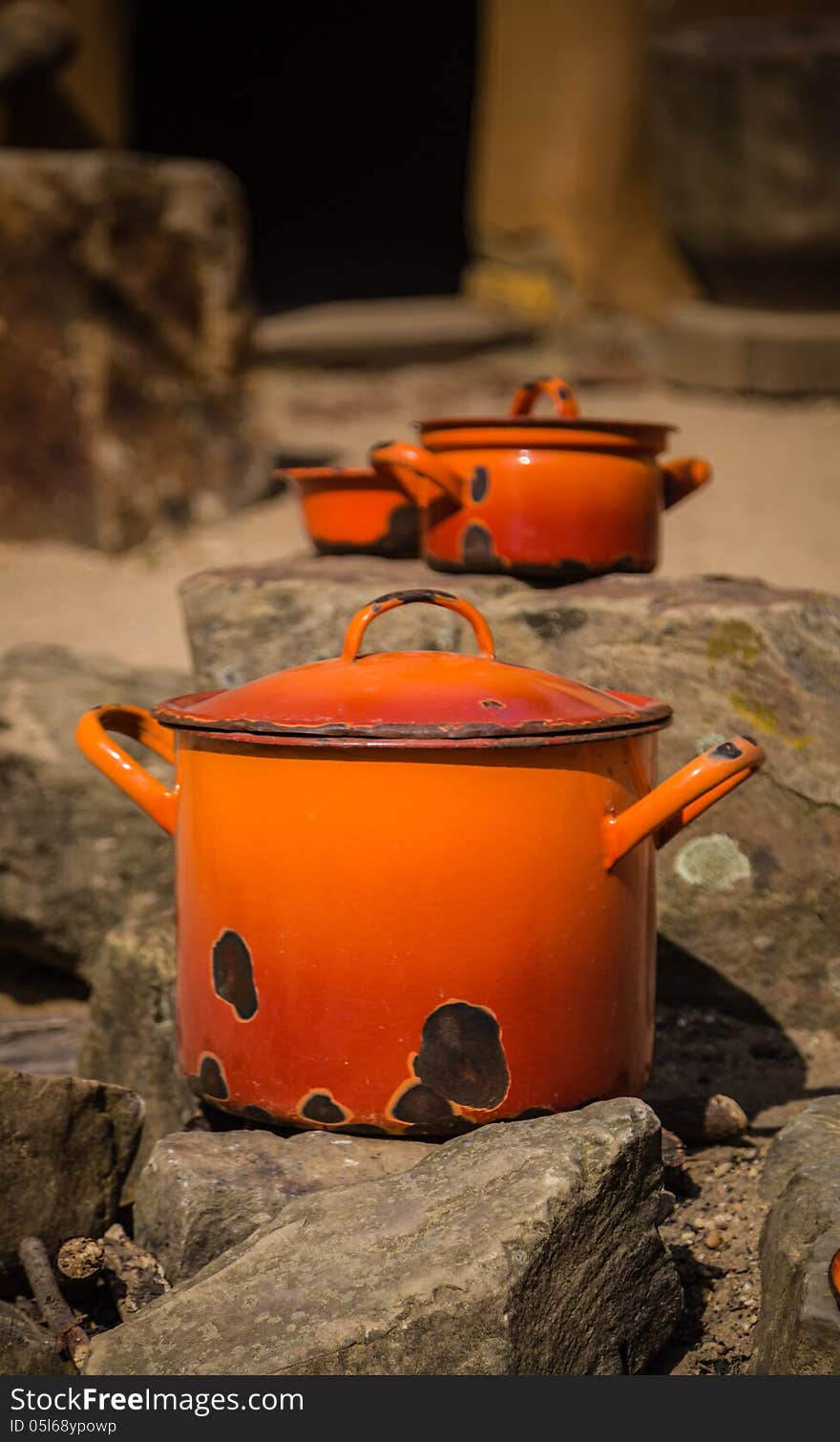 Orange Pots And Pans