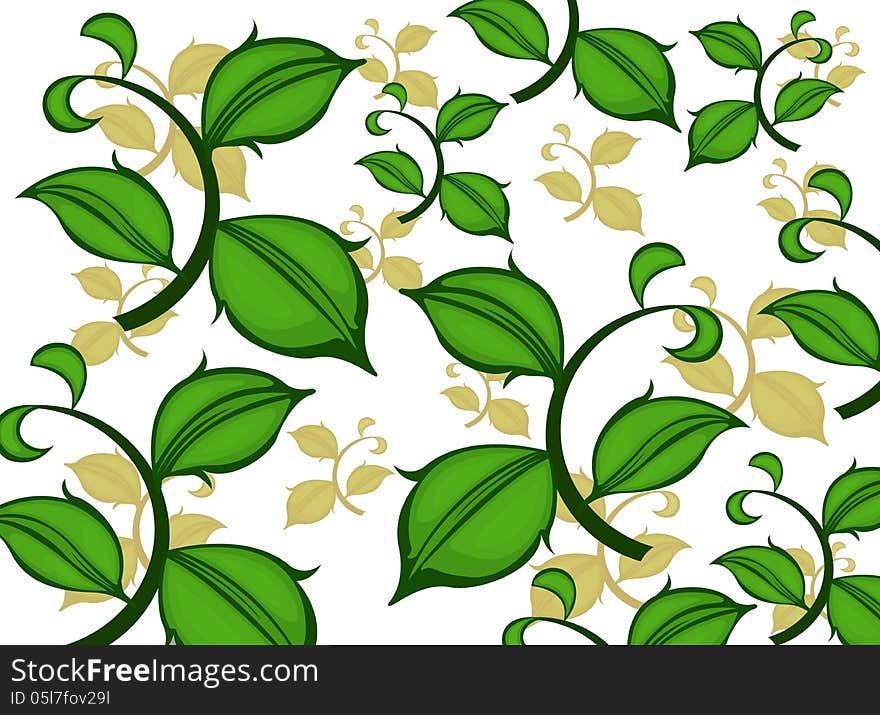 Illustration green leaf pattern on a white background