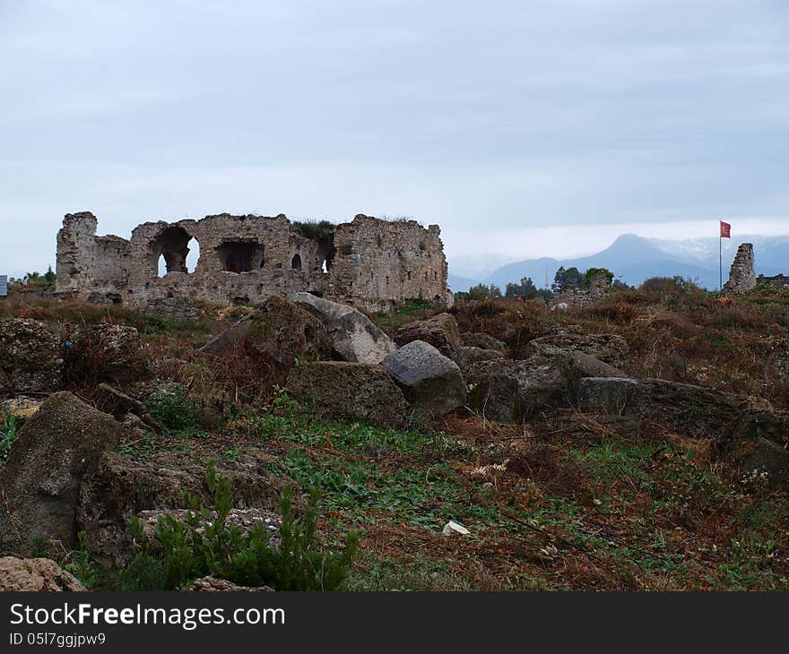 Old ruin in Turkey near the beach