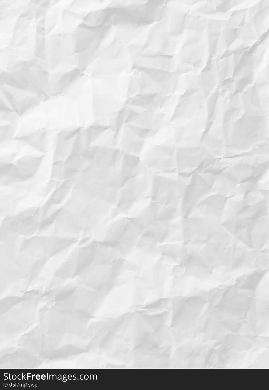 White crumpled paper texture for background