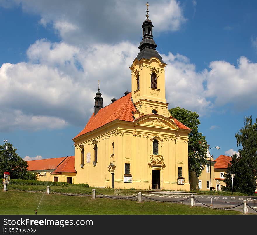 Church of the Holy Trinity in the Dobris city. Czech republic. Church of the Holy Trinity in the Dobris city. Czech republic.