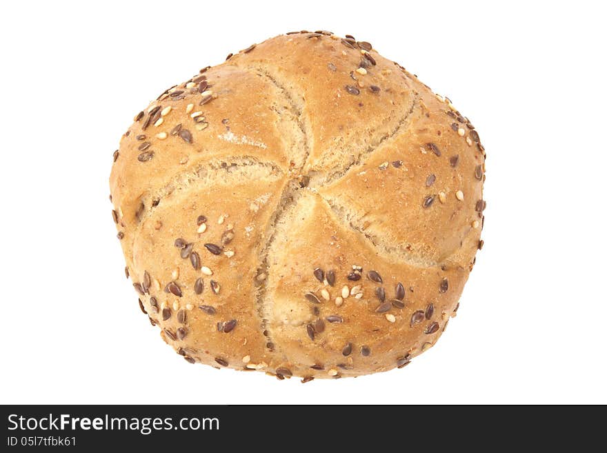 Bread roll isolated on a white bakground.