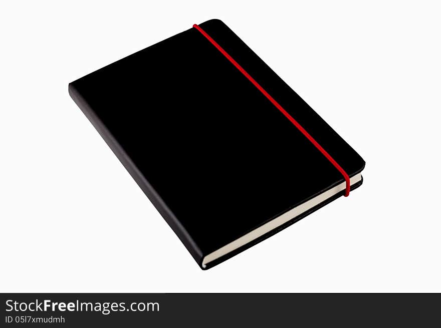 Close black note book isolated on white background