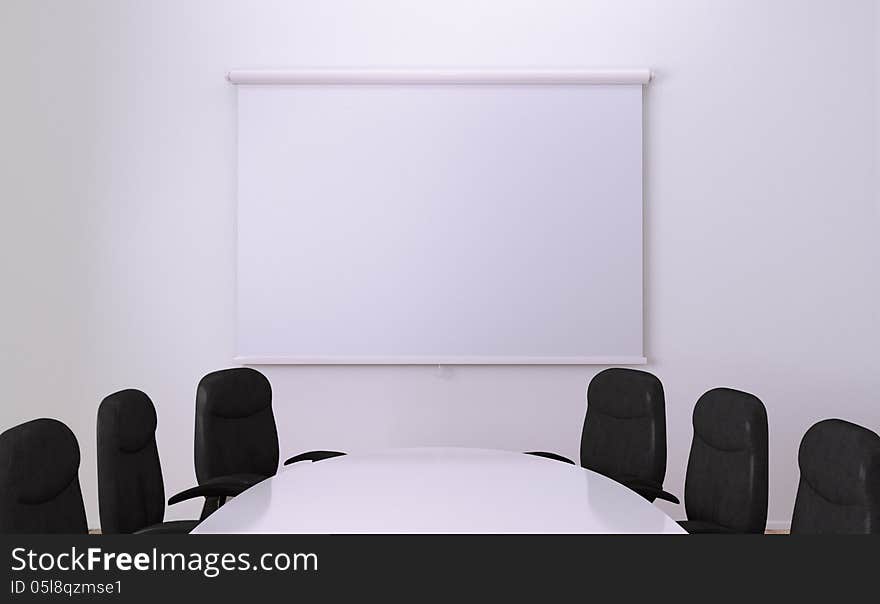 Small meeting room. Clipping path around screen