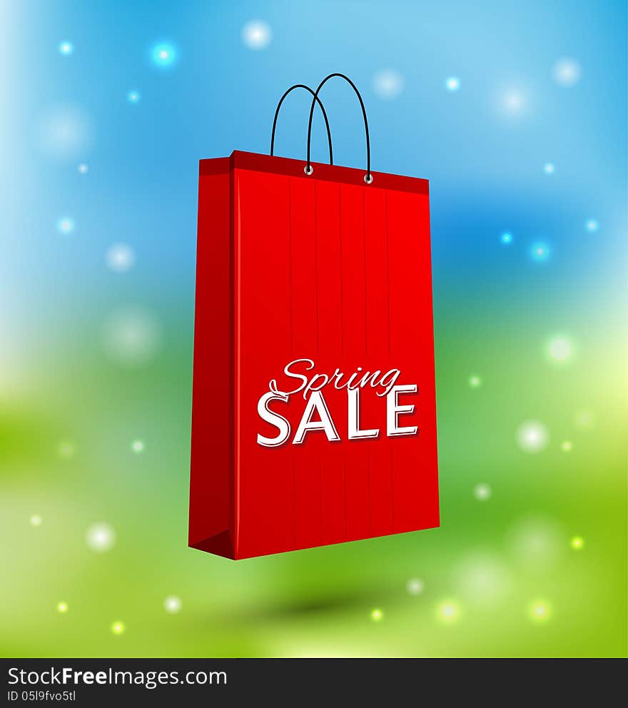 Shopping Bag Illustration on Colorful Background - Sale Concept