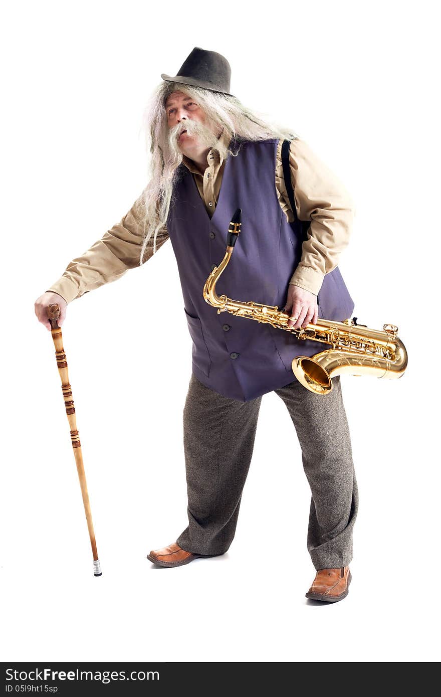 Old hippies saxophonist