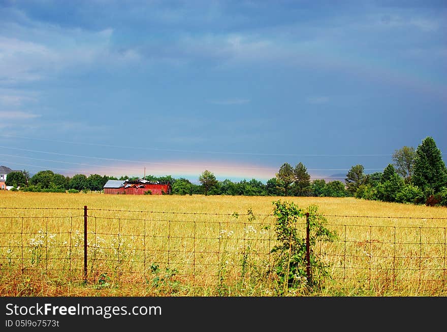 Rainbow Over Barn