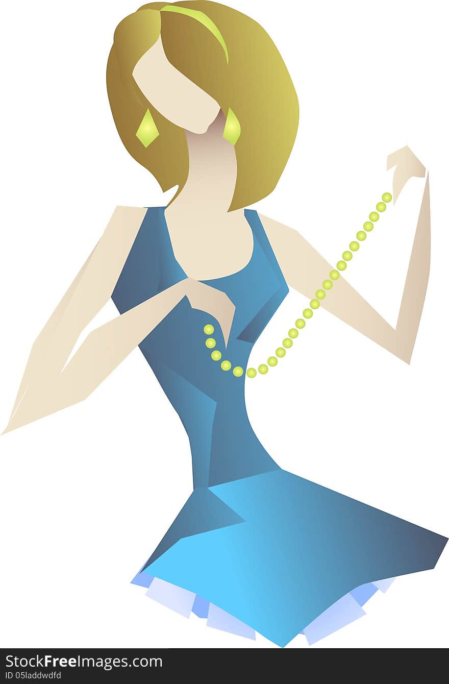 Vector Drawing Of A Girl With Beads