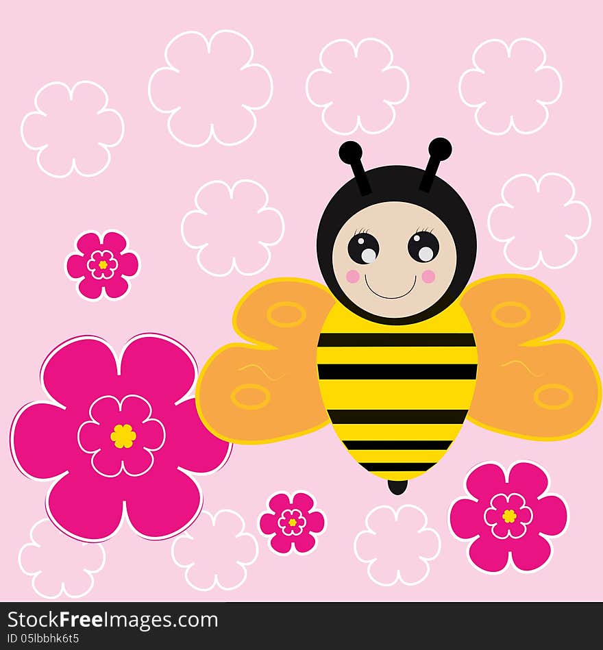 Illustration with a sweet bee.