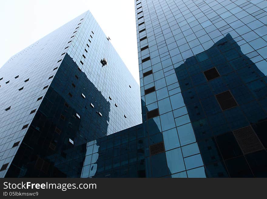 Office building with glass surface