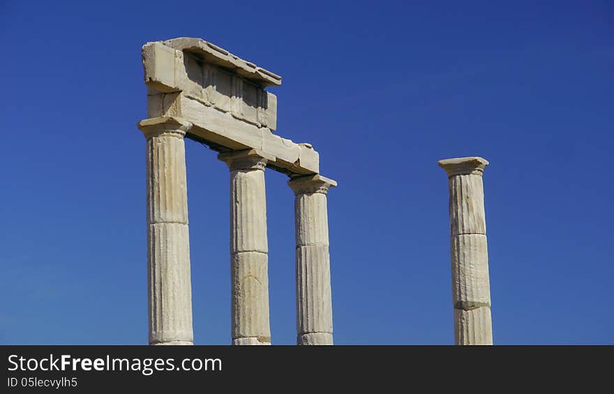 4 Columns in the blue Greek sky. 4 Columns in the blue Greek sky