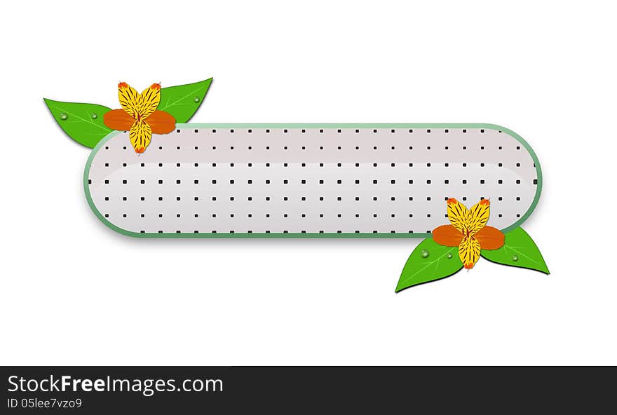 Digital banner with yellow flowers and leaves. Digital banner with yellow flowers and leaves