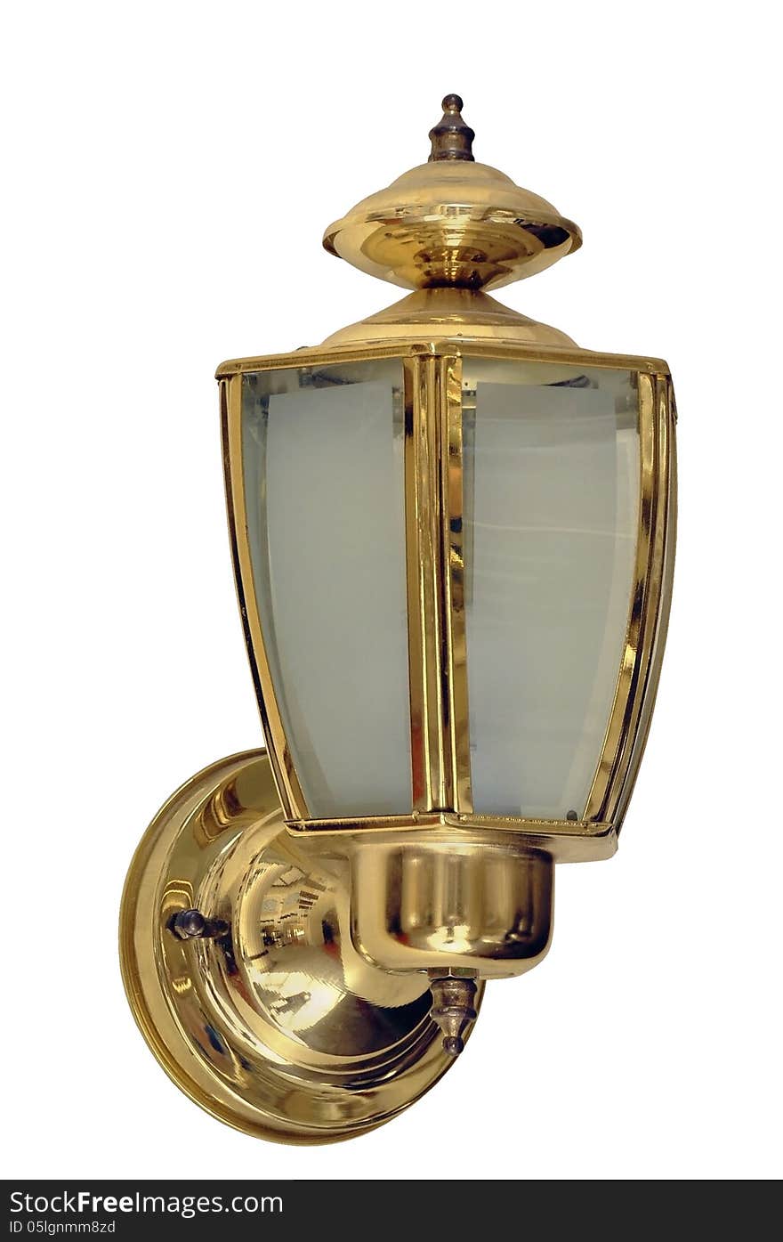 Wall mounted Street lantern set in gold on a white background of. Wall mounted Street lantern set in gold on a white background of