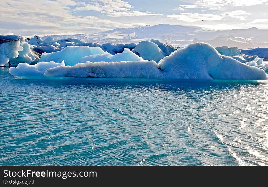 Blue icelandic icebergs in Jokulsarlon