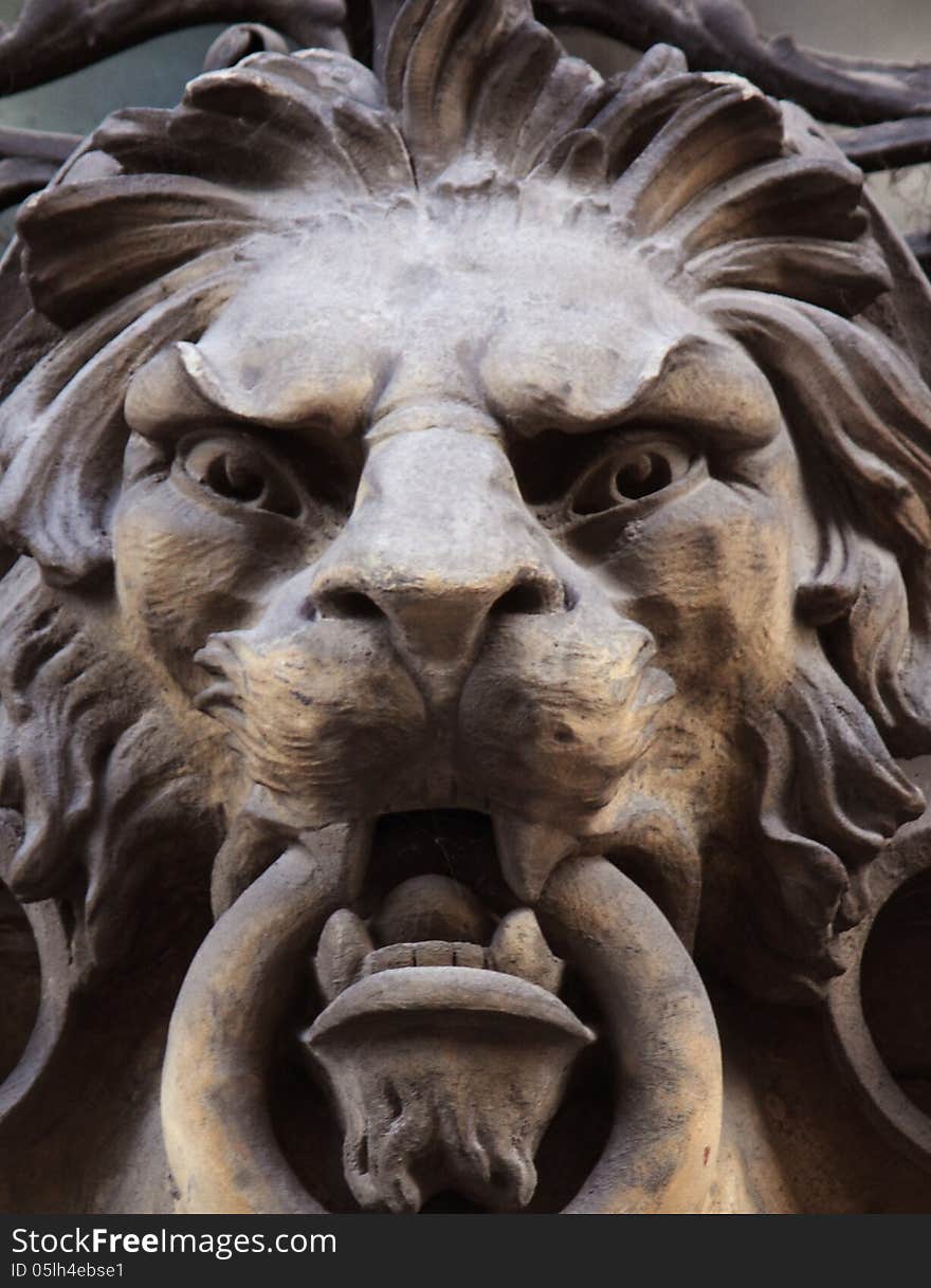 Sculpture of a lion as a symbol of strength