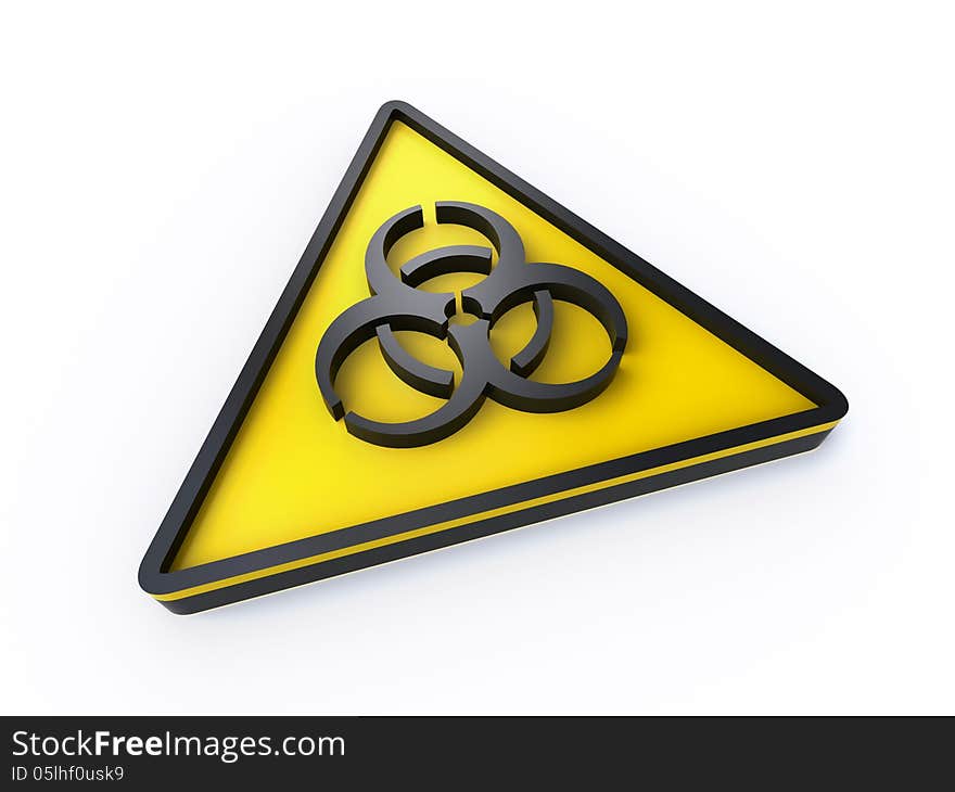 3d biohazard sign on a white background