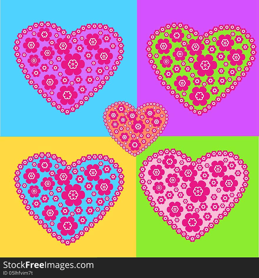 Illustration with floral heart texture. Illustration with floral heart texture.