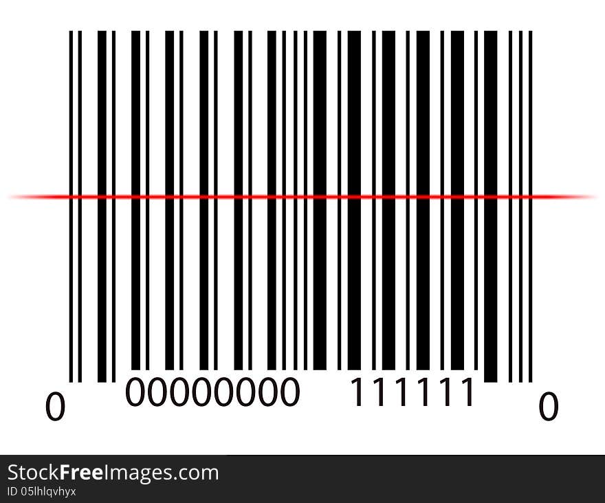 Red laser line on barcode