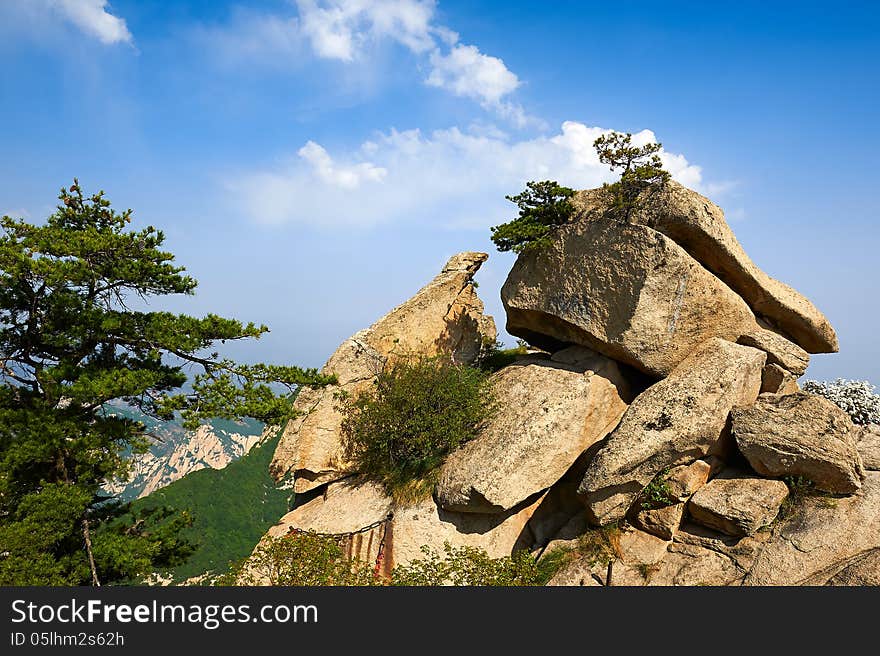 The image taken in chinas shanxi province xian city Hua mountain scenic spot.Time is in 2013 at the beginning of May.Hua mountain consists of five peaks, is Chinas most unique mountain scenic area. The image taken in chinas shanxi province xian city Hua mountain scenic spot.Time is in 2013 at the beginning of May.Hua mountain consists of five peaks, is Chinas most unique mountain scenic area.