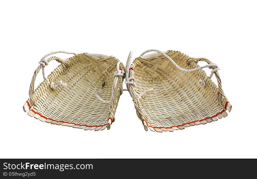 Clam-shell shaped basket on white background. Clam-shell shaped basket on white background.