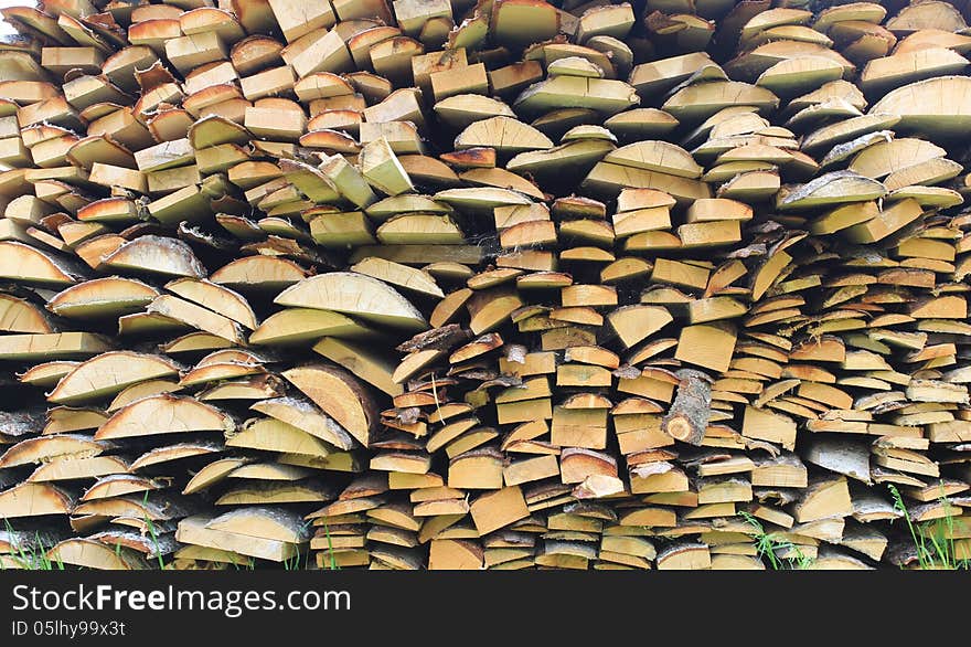 Stacked Firewood In A Pile