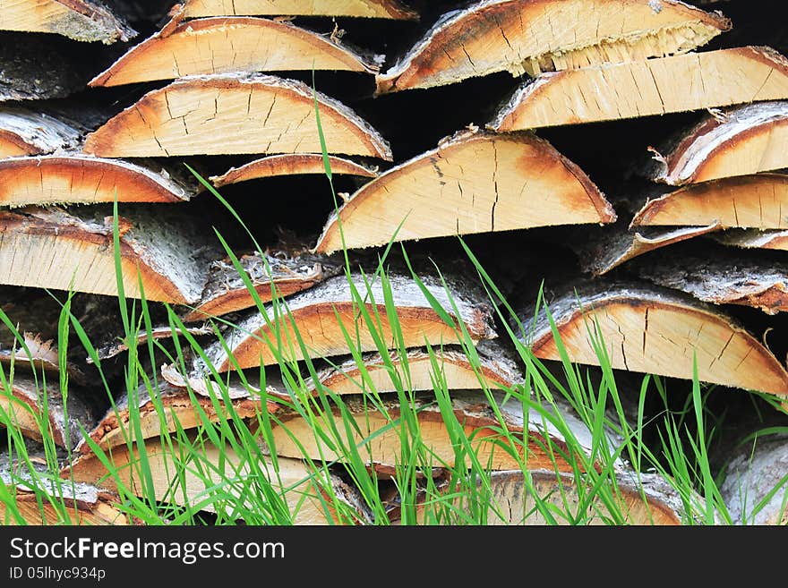 Stacked Firewood In A Pile