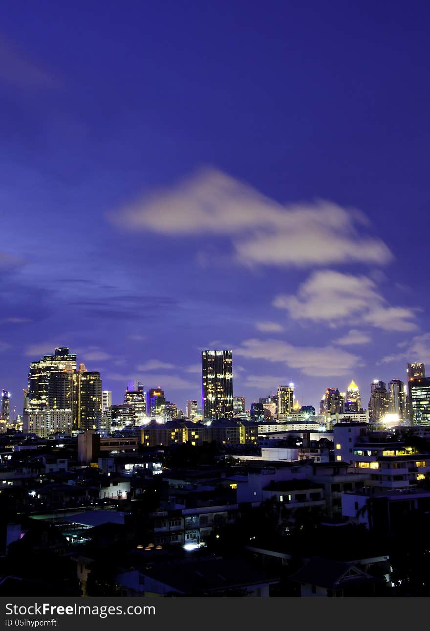 Bangkok at twilight, bangkok city, Thailand