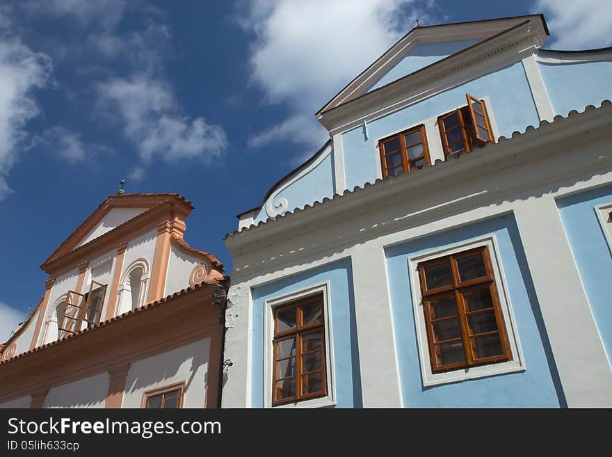 Roof of the historic buildings of the town of Cesky Krumlov. (Czech Republic, Central Europe)