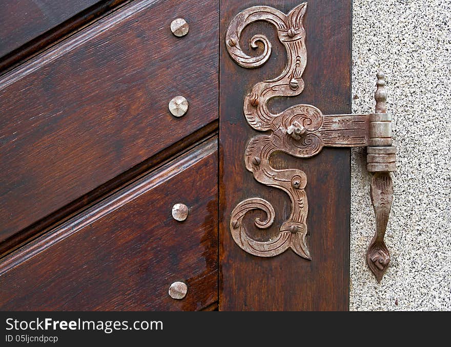 Detailed view of the old door. Detailed view of the old door.